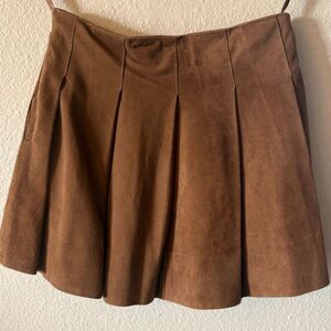 Vintage Ralph Lauren Blue Label 100% Goat Suede Pleated Mini Skirt Size 10